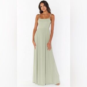 Show Me Your MuMu Women's Lauren Tie Maxi Dress in Moss Green